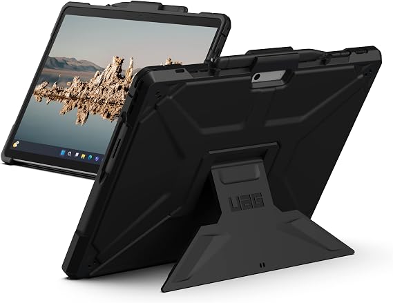 URBAN ARMOR GEAR UAG Designed for Microsoft Surface Pro 13" 12/11 Edition Case with Multi-angle Kickstand & Pen Holder Compatible with Type Cover Keyboard Rugged Protective Cover, Metropolis SE Black