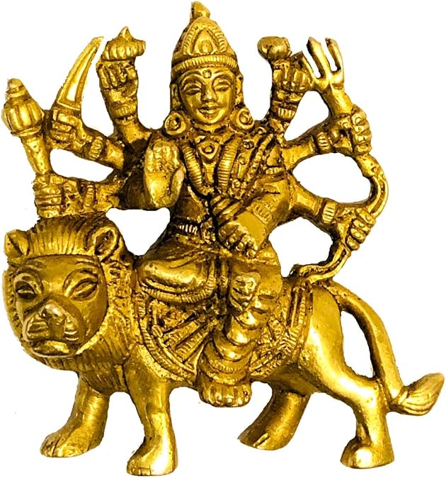 Divya Shakti Maa Durga Brass Idol (Golden, 2.5 X 1.5 X 3 Inch)