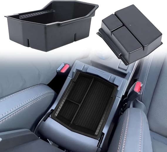 Center Console Organizer Tray Compatible with 2025-2026 Subaru Forester Accessories, Center Console Lid Armrest Cover, Under Secondary Storage Box Insert Tray with Built-in Non-Slip Mat