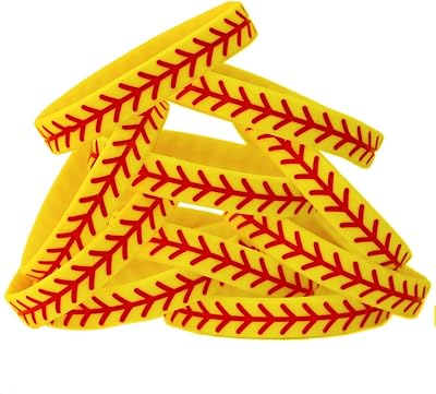 10 Softball Design Wristband Silicone Bracelet