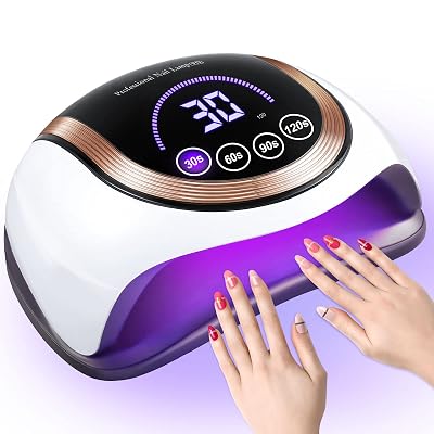 UV LED Nail Lamp for Double Hands, NAXBEY 180W UV Light Nails Gel Nail Dryer with 60 Lamp Beads, Autor Sensor and 4 Timers LCD Display, Professional UV lamp Gel Nails for Salon and Home Use