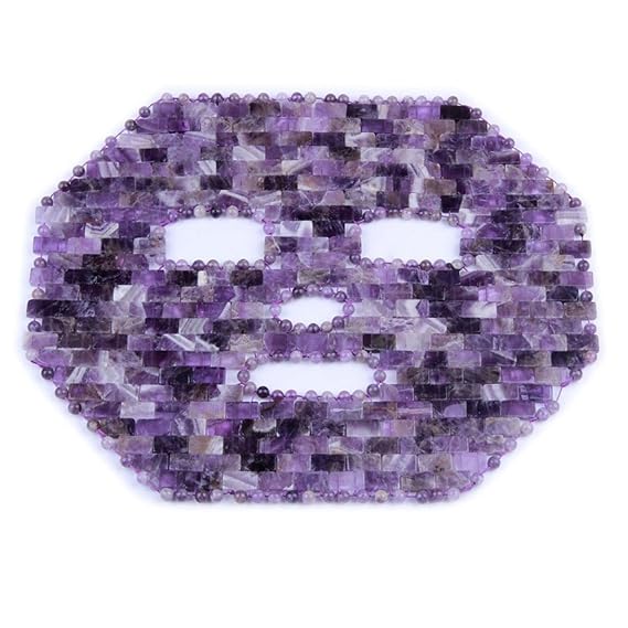 Rose Quartz Mask Cold Therapy Face Mask Reusable Jade Ice Sleeping Mask Beauty Skincare Massage Tool for Depuffing Anti-aging Dark Circles (Color : Amethyst)
