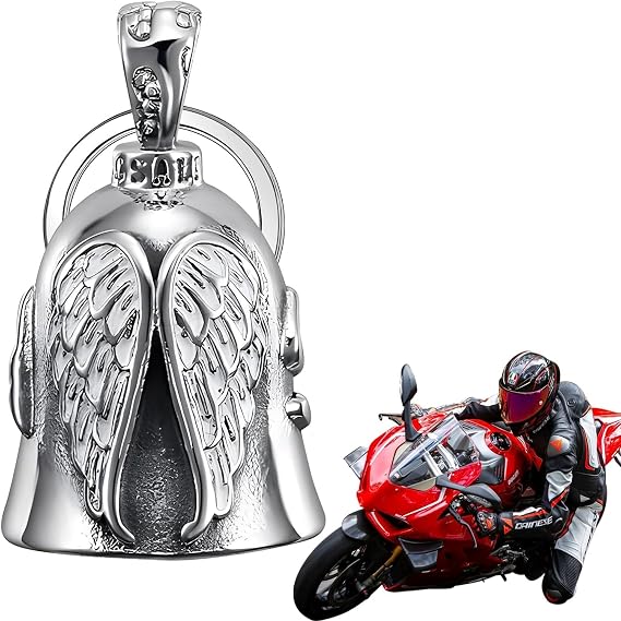 Motorcycle Guardian Bell, Angel Guardian Bell for Motorbikes, Metal Alloy Motorbike Luck Riding Bell, Portable Biker Bells for Outdoor, Guardian Riding Bell for Man Husband, Angel