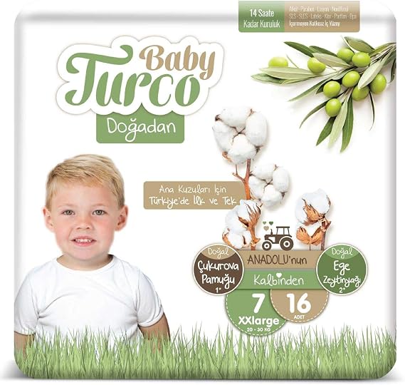 Baby Turco Size 7 XXlarge Diapers from Nature (1 x 16 Pieces)
