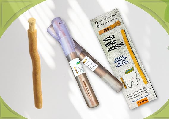 SEWAK Miswak Toothstick Natural Toothbrush | Siwak Organic Wood Toothbrush Oral Teeth Whitener | Vacuum Sealed Pack of 2