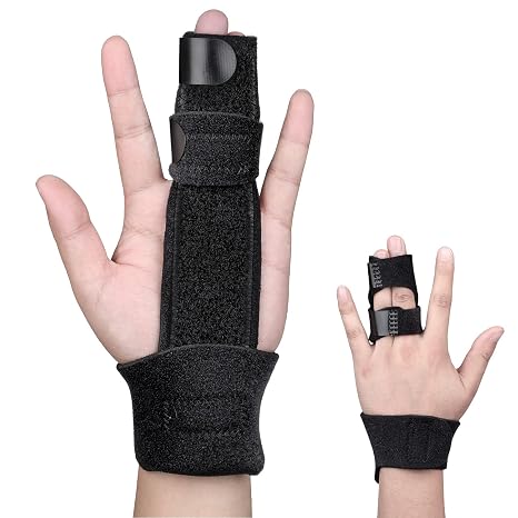 Fracture 2 Fingers Splint Trigger Finger Adjustable Brace, Metal Straightening Immobilizer Treatment for Sprains, Arthritis,Mallet Injury, Splint Full Hand and Wrist Support fit Left and Right