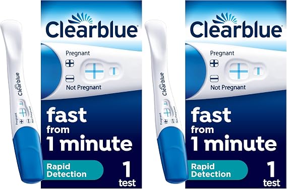 Clearblue Pregnancy Test, Rapid Detection, Result As Fast As 1 Minute, 1 Test, Easy At Home Pregnancy Test (Pack of 2)