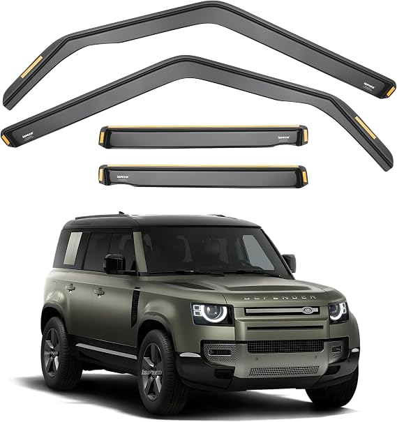ISPEED Wind Deflectors for LAND ROVER DEFENDER 110 & 130 MK2 2020-2026 5 Door SUV 4pc Set - Keep Your Car Ventilated In Rain - Reduce Wind Turbulence - Tinted In-Channel Type