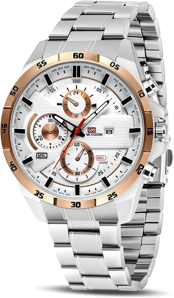 OFFCUP Mens Watches, 50MM Waterproof Stainless Steel Watch for Men