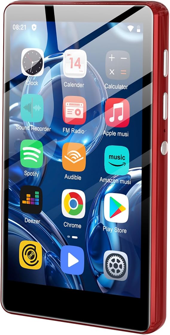 80GB Music Player, MP4 MP3 Player with Bluetooth and WiFi with 4-inch IPS Touch Screen Digital Audio Players, M503 Pro Spotify Player with Amazon Music, Audible, Chrome Browser, Support Up 512GB Red