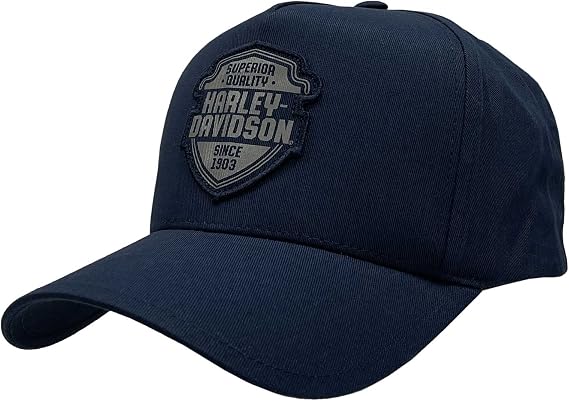 Harley-Davidson Men's Shield H-D Patch Curved Bill Snapback Baseball Cap - Navy