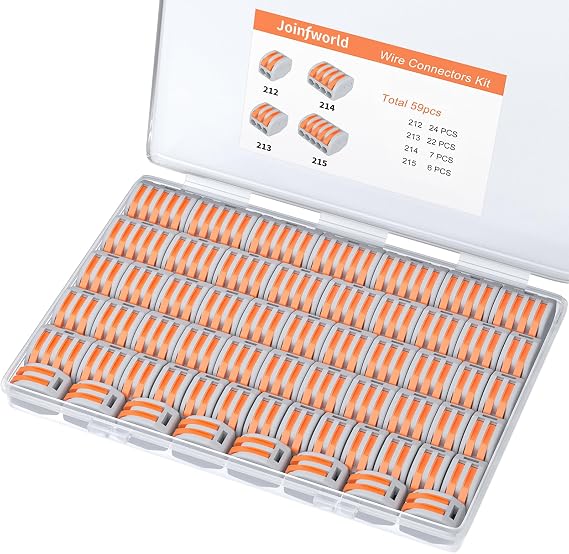 Joinfworld 59pcs Lever Wire Connectors,2/3/4/5 Port Compact Wire Connectors