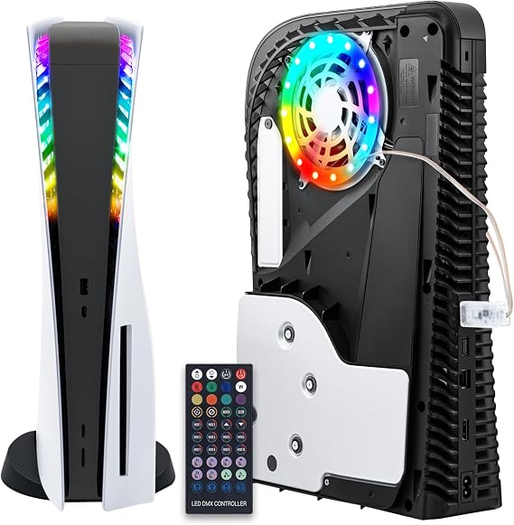 Mcbazel RGB LED Light Strip for PS5/PS5 Slim/PS5 Pro with 8 Colors Music Sync Round, LED Light DIY Decoration Accessories for PlayStation 5 /PS5 Slim/PS5 Pro Console
