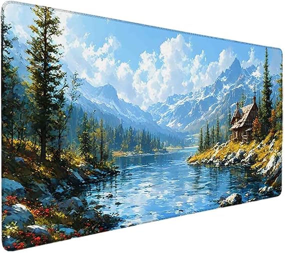 Grey Mouse Pad Landscape Large Mouse Mat 70 x 30cm Desk Mat Large Non-Slip Rubber Base-Smooth Cloth Surface, Durable Stitched Edges Desk Pad for Gaming, Computer, Office Accessories (Grey) 53481a