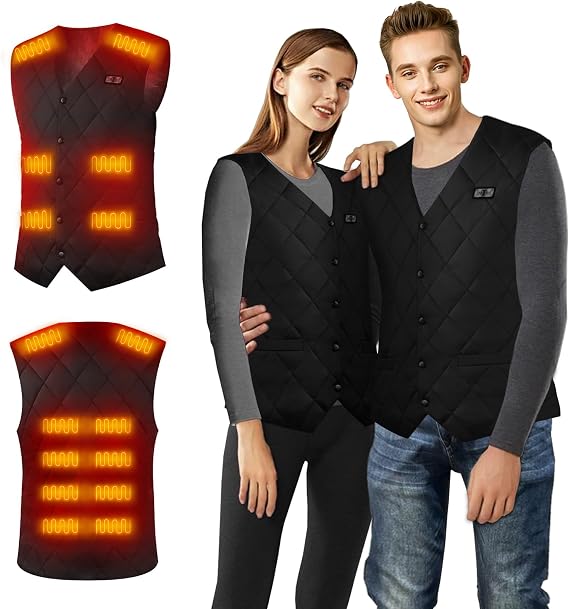 Bseical Heated Jackets for Men USB, Heated Gilet Electric, Heated Body Warmer Mens Womens, Heat Vest Washable, Heated Clothing with 3 Levels Heat Settings for Outdoor Skiing Camping Hiking Unisex