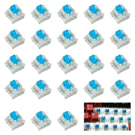 100 pcs Keyboard Switches, Mechanical Keyboard Switches with Blue Clicker Design, Keyboard Keys for Hot-Swap Mechanical Keyboards, Keyboard Clickers for Gaming and Office Typing, DIY Custom Builders