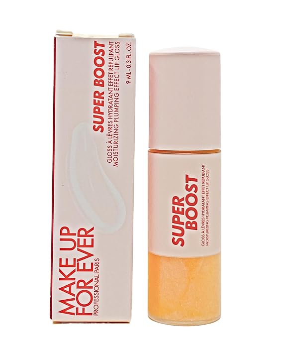 Make Up For Ever Super Boost Moisturizing Plumping Effect Lip Gloss - 02 Fairy Glimmer (holographic gold and pink shimmer) 0.3 oz / 9 mL