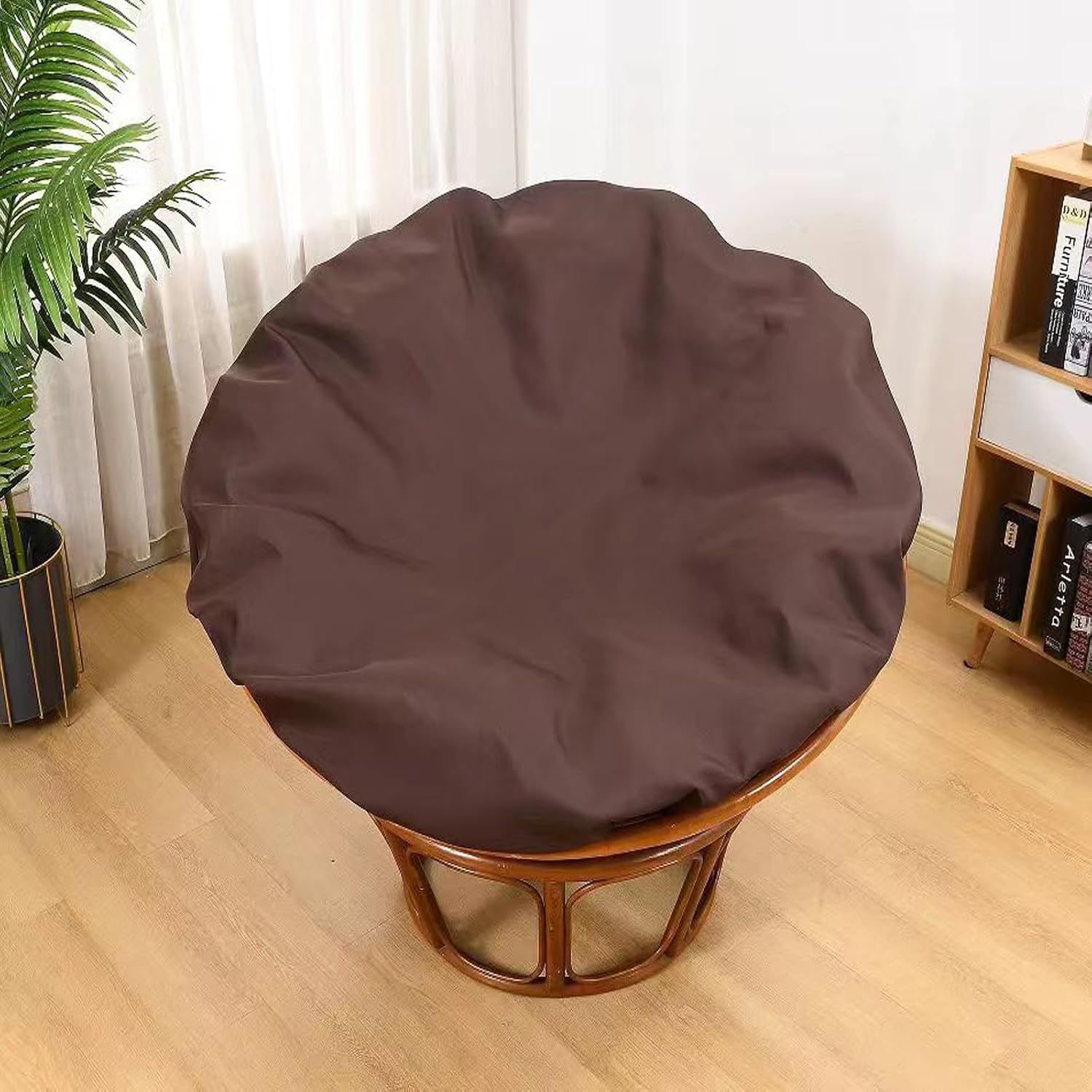 DRXRD Papasan Cushion Covers Only, Water Resistant Outdoor Papasan Cushion Cover,Easy to Clean Removable Zippered Papasan Cushion Cover darkcoffee 110cm43in