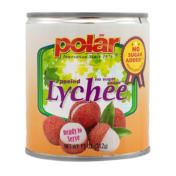 MW Polar Lychee Cans No Sugar Added, Peeled & Pitted Asian Fruit, 11 oz Cans (Pack of 1) Gluten-Free, Non-GMO, BPA-Free