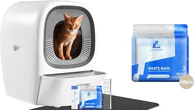 RealScooper Pro with Upgraded Refill Tray Automatic Cat Litter Box Self Cleaning Litter Box for Multiple Cats, Odor-controlApp ControlSafety Protection, Smart Kitty Litter Box w Trash Bags 48 PCS