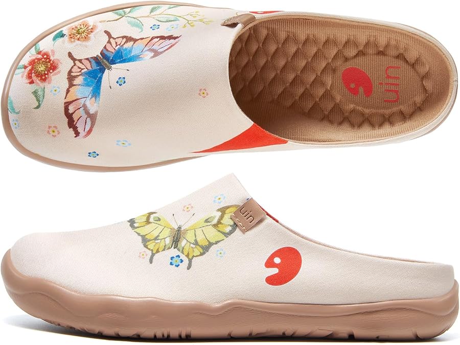 UIN Women's Art Travel Shoes Slip On Butterfly Print Loafers Comfort Lightweight Fashion Sneaker