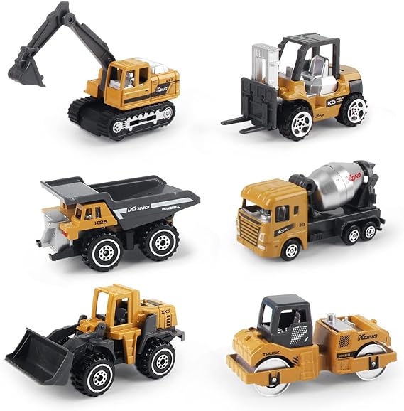 Coolplay Construction Vehicles Toy Set for Kids, Little Truck Cars Toy Roller Bulldozers Forklift Excavator Asphalt Car Dump for Boys 3 Years Old