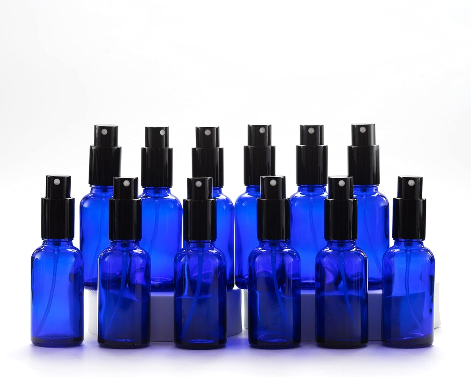 YIZHAO 30ml Blue Glass Spray Bottle for Essential Oils, Small Empty Fine Mist Spray Bottle, for Cleaning, Aromatherapy, Cosmetic Sprays, Hair –12 Pcs
