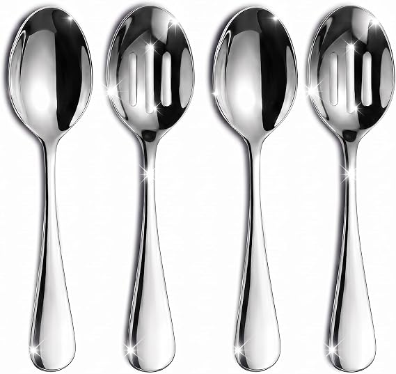 VIVANI 4-Piece Serving Spoons Set, 8.5-Inch Serving Spoon and Slotted Spoon