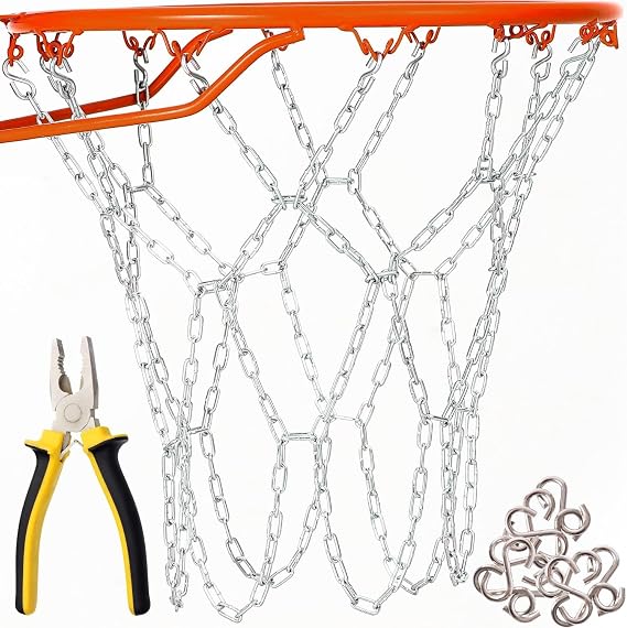 BETTERLINE Basketball Net Heavy Duty Metal Chain Replacement 12 S Hooks