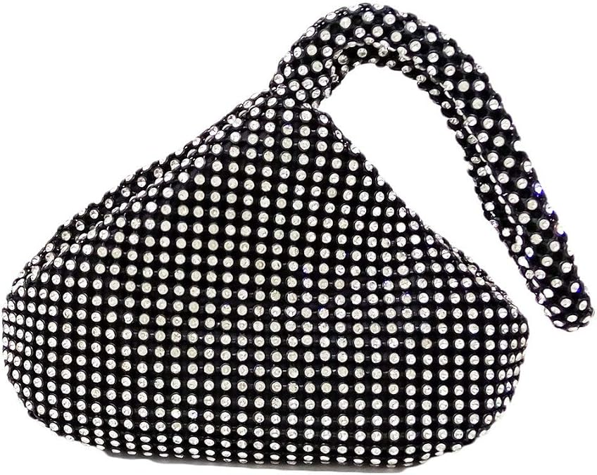 Boutique De FGG Sparkly Rhinestone Clutch Evening Bags for Women Formal Triangle Purse for Party Prom Wedding Handbag,Mini