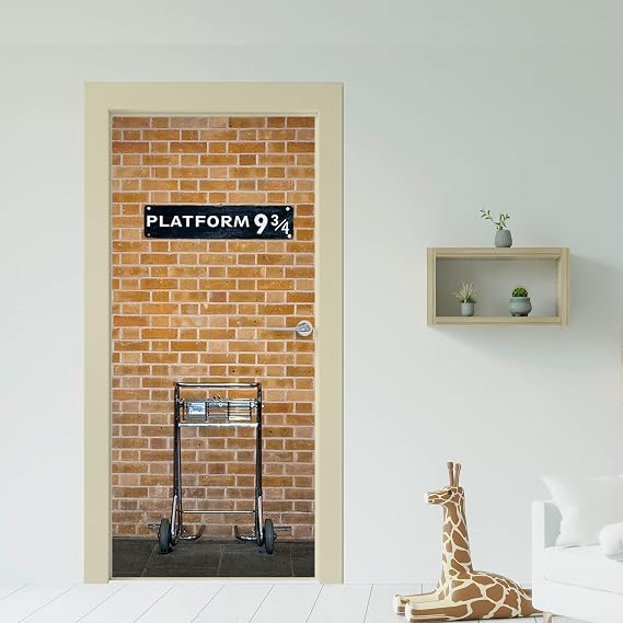 WALPLUS 88x200cm Kings Cross Platform 9.75 Door Murals Wall Art Vinyl Office Hotel Café Restaurant Living Room Children Nursery Decals DIY Room Decor Wallpaper Home Interior Decoration