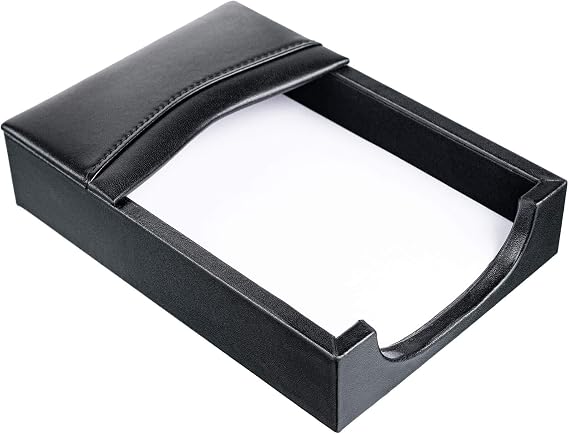 Dacasso Black Leather Memo Holder, 4-Inch by 6-Inch