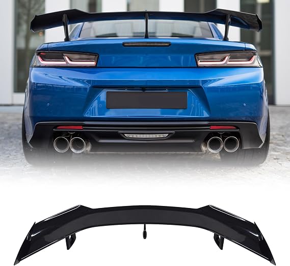 Camaro Spoiler Rear Trunk Wing Compatible with Chevrolet Camaro ZL1 1LE SS RS LT ZL All Models 2016-2024 Lip Spoiler Wing Without Rear Spoiler Camera (Glossy Black)