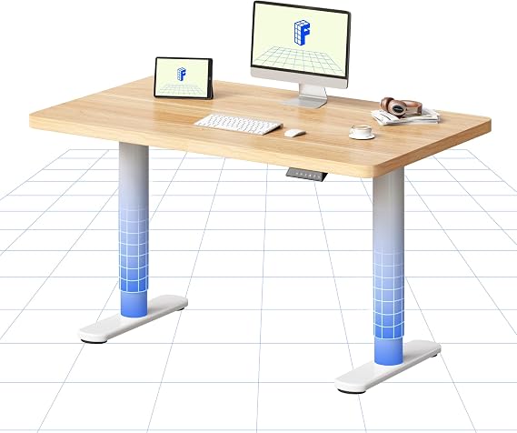 FLEXISPOT Electric Standing Desk One Piece Desktop CylineX Height Adjustable Sit Stand Up with Memory Smart Panel, 100x60 Maple