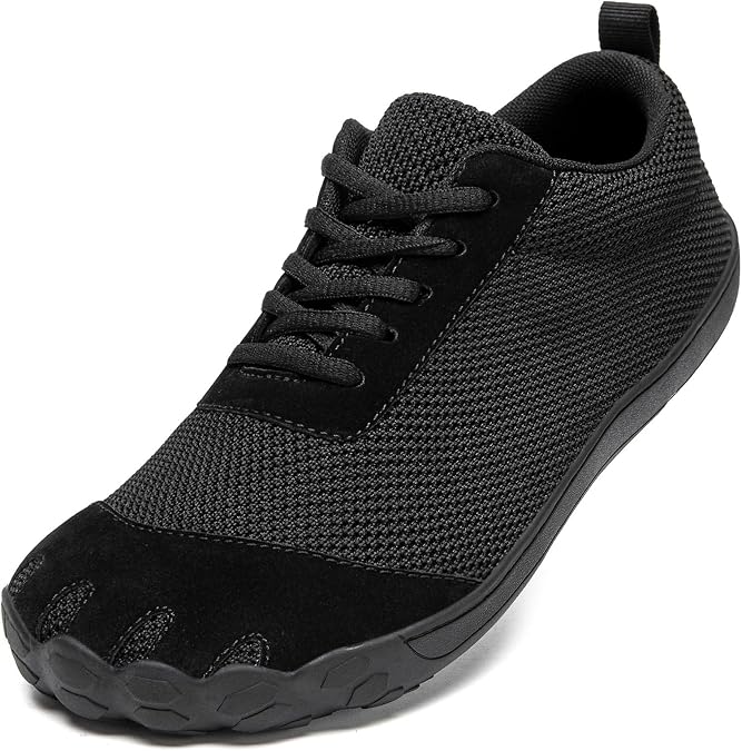 Men's Wide Toe Box Barefoot Mens Shoes Running Walking Sport Outdoor Arch Supports Lightweight Hiking Casual Shoes Black Size 8.5