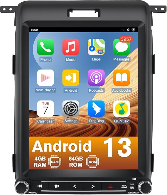 litillbuly Android 13 8-Core Qualcomm Car Radio for Ford F150 2013 2014 | 12.1 Inch T Style with Wireless CarPlay Android Auto 5G GPS DSP WiFi Bluetooth SWC HDMI Reversing [4GRAM+64GROM]