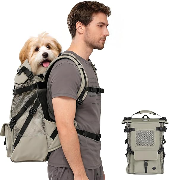 Wakytu Dog Backpack Carrier for Small Dogs,Pet Carrier for Travel & Hiking | Hands-Free Puppy Backpack,Adjustable Padded Breathable Straps,Ergonomic Front Facing Dog Carrier Backpack