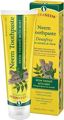 TheraNeem Neem Toothpaste - Herbal Tooth Paste for Teeth and Gums, Fluoride Free Toothpaste with Neem Leaf and Bark Extracts for Adults and Children - 4.23 oz Pack of 1