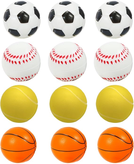 Mini Sports Balls 2.0 inch for Kids Small Foam Balls for Toddlers Baby with Soccer Ball,Basketballs,Tennis ,Baseballs Foam Stress Balls Party Favor Outdoor Play Toy Gift. (12 Mix Balls)