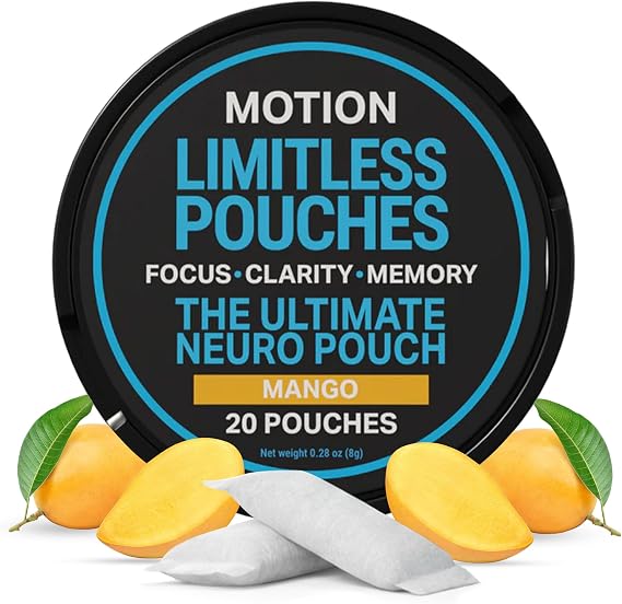 MOTION Focus & Energy Nootropic Pouches, Mango, 20 Count