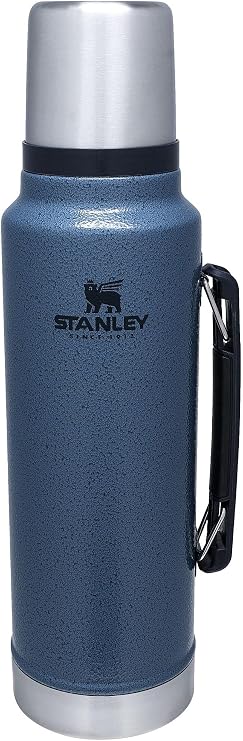 Stanley Classic Legendary Vacuum Bottle 1.5 Quart Wide Mouth with Leak Proof Cup Lid, Keeps Drinks Hot or Cold for Travel, Insulated Stainless Steel Thermal Bottle, BPA Free, Hammertone Lake