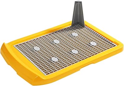 Portable Pet Toilet,Indoor Training Dog Potty Tray Grid with Pee Post for Puppies Small Dogs Potty Loo Tray,Dog Toilet Suitable for Large, Medium and Small Dogs-Yellow