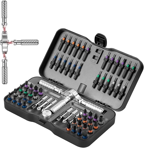 VMAN Ratchet Screwdriver Set, magnetic Screwdriver sets, S2 Steel Bits, DIY Combination Flexible Shaft, Suitable for Furniture Assembly, Precision Electrical Appliance Repair, Bicycle Tools