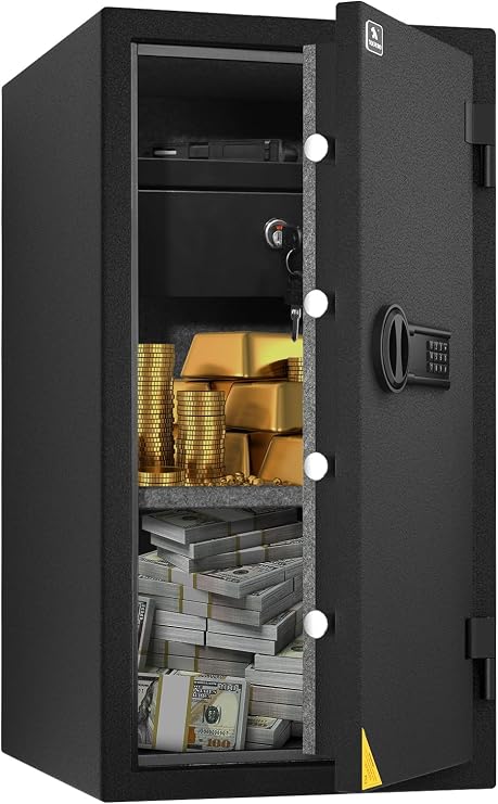 TIGERKING Fireproof Safe Box with Drawer, 3.47 Cu Ft for Home and Office