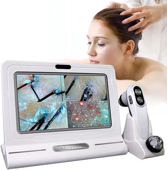 Digital Hair Analyzer Microscope, 50X 200X Scalp & Hair Follicle Detector for Home & Beauty Salon, 11 inch Charging Type Analyser Machine