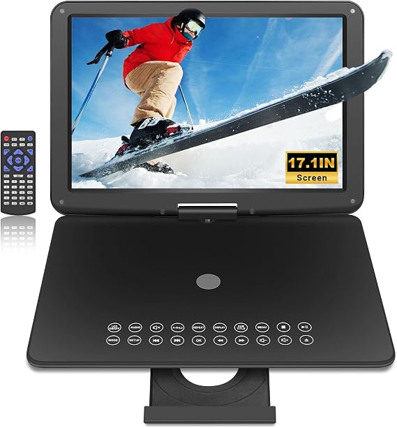 19.6" Portable DVD Player with 17.6 Large HD Screen, 4-5Hrs Play, DVD Player Portable with Dual Speaker, Last Memory, Support SYNC TV/USB/SD Card, Play All Discs Format, Black
