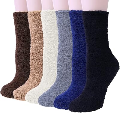 YSense 6 Pairs Women Fuzzy Fluffy Socks Cozy Slipper Socks Warm Soft Winter Plush Home Sleeping Socks Gifts