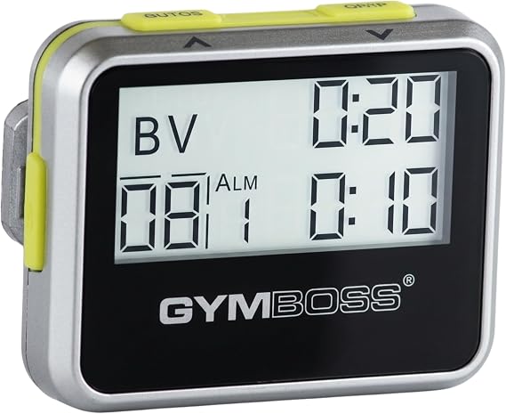 Gymboss Interval Timer and Stopwatch Silver/Yellow Metallic High Gloss