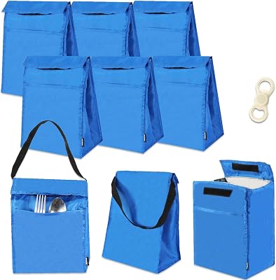 Platinum Series Bulk Lunch Bag Set - Bundle with 6 Reusable Insulated Cooler Boxes Plus Bottle Opener | Meal Holders for Travel, Work, School and More