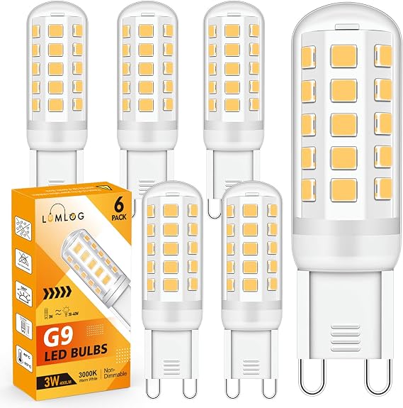 G9 Led Bulbs, 3W Warm White Light Bulbs, Equivalent to 30-40W Halogen, 400Lm, 3000 Kelvin 220-240V No Flicker Non-Dimmable Energy Savingor Lighting Decor [Energy Class D] (6 Pack) [Energy Class D]
